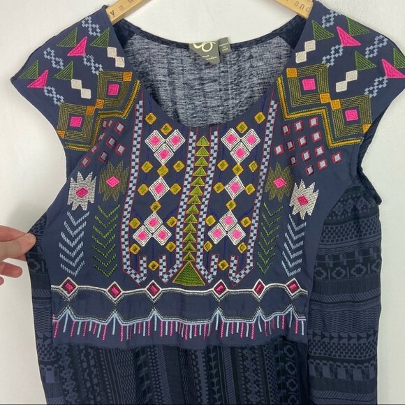 Anthropologie Bohemian Embroidered Tunic One September Size Small Blue Boho‎ Top - Picture 4 of 14